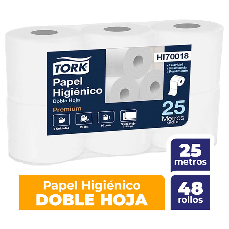 Papel higiénico Tork Doble Hoja, 25 metros, 48 rollos