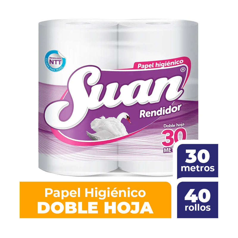 Papel higiénico Swan Doble Hoja, 30 metros, 40 rollos