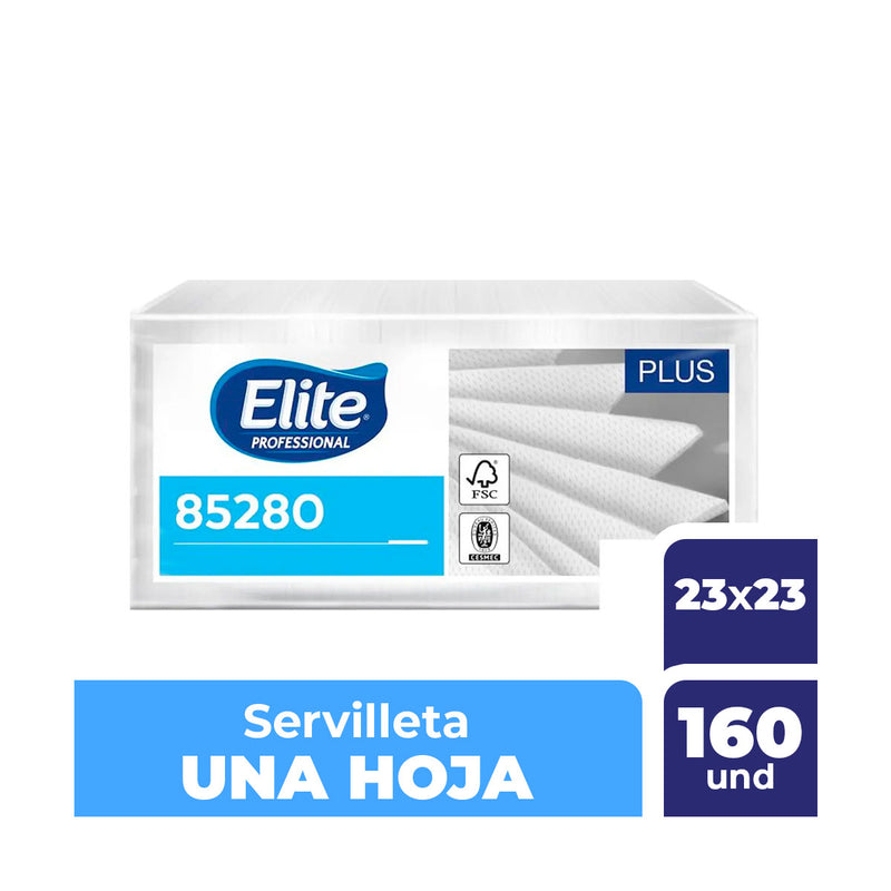 Servilletas de papel Elite Professional Plus Cóctel Una Hoja, 23 x 23 cm, 160 unidades