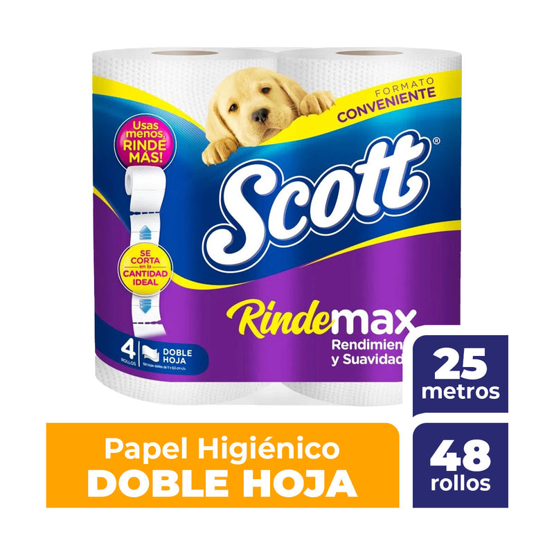 Papel higiénico Scott Rondemax Doble Hoja, 25 metros, 48 rollos