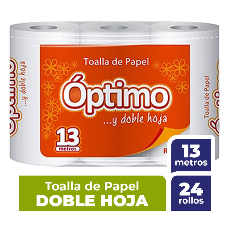 Toalla de papel Óptimo Doble Hoja, 13 metros, 24 unidades