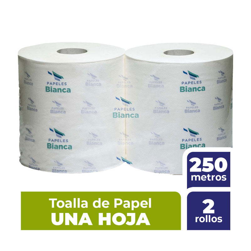 Toalla de papel Bianca Una Hoja, 250 metros, 2 unidades